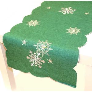 Forbyt, Obrus vianočné, Vianoční vločka zelená, obdĺžnik 40 x 110 cm